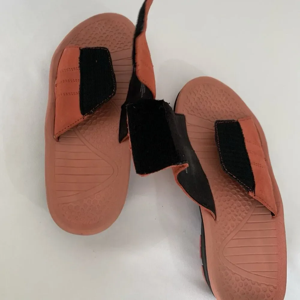 Walk Smart Sport Slide Sandal Women 8 Salmon Pink‎ Leather Comfort Hiking Travel